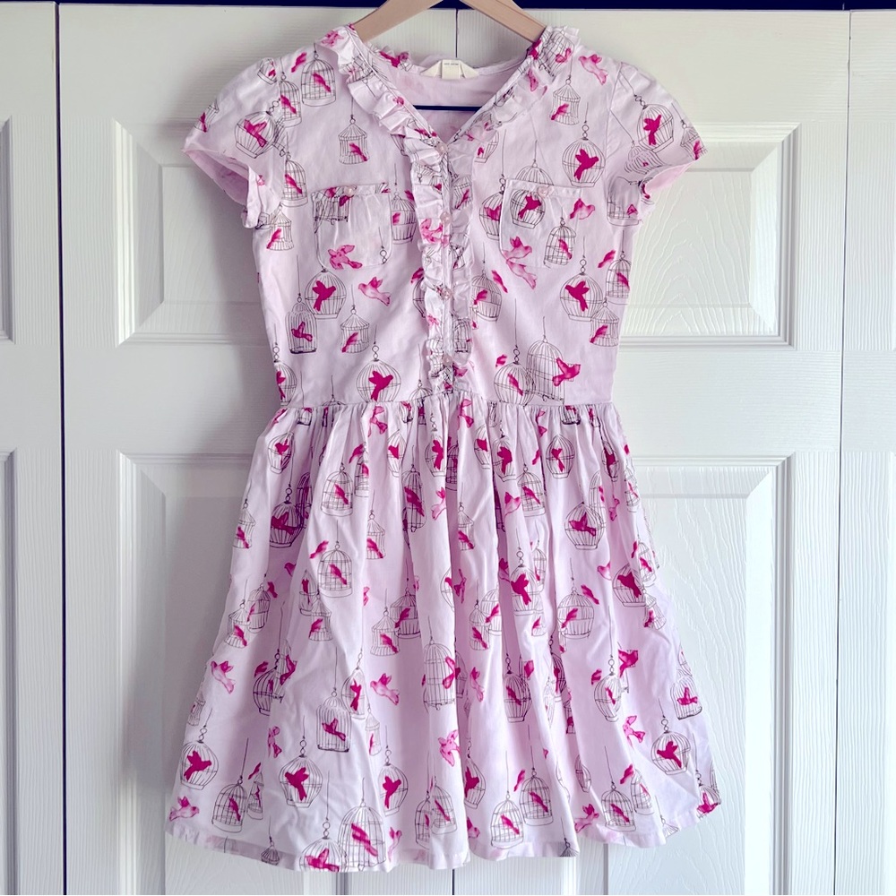 Lands End Kids Pink Bird Girls Dress size 8